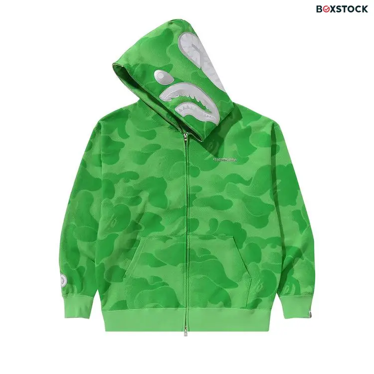 BAPE Ink Camo Shark Zip Hoodie 'Green' Spring/Summer 2024