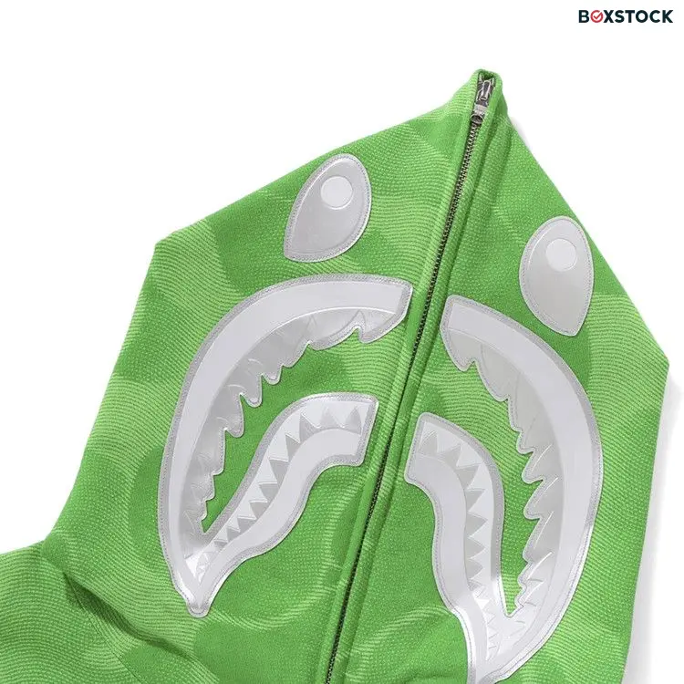 BAPE Ink Camo Shark Zip Hoodie 'Green' Spring/Summer 2024