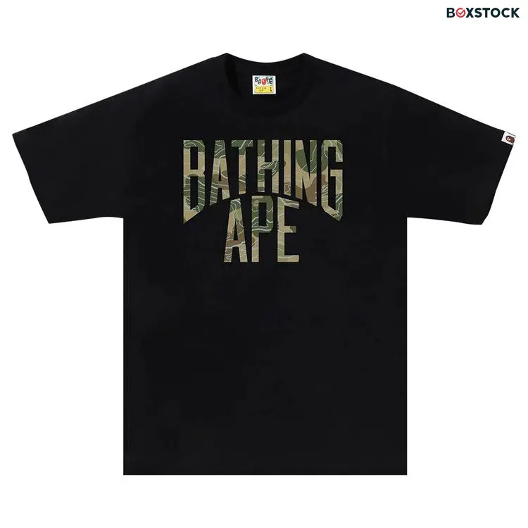 BAPE Layered Line Camo NYC Logo Tee 'Black/Beige' Fall/Winter 2023