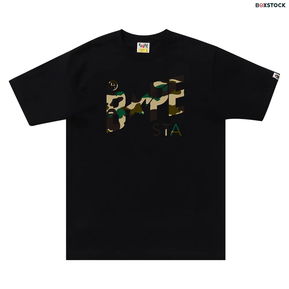 BAPE Sta 1st Camo Logo Tee 'Black/Yellow' Spring/Summer 2023
