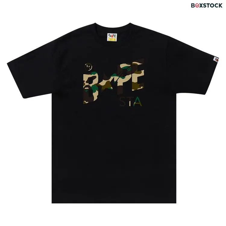 BAPE Sta 1st Camo Logo Tee 'Black/Yellow' Spring/Summer 2023