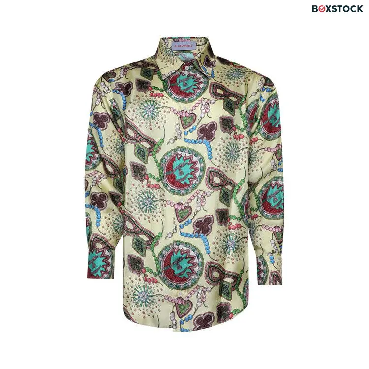 BLUEMARBLE Classic Printed Silk Twill Shirt 'Yellow Yellow' Fall/Winter 2023