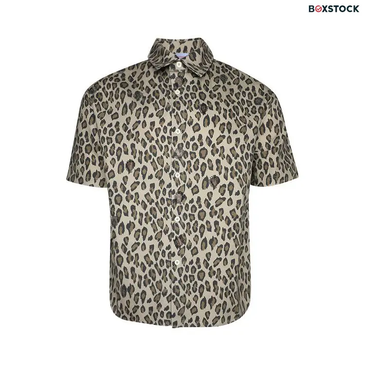 BLUEMARBLE Rhinestoned Short-Sleeve Shirt 'Leopard Print' Multi-Color Spring/Summer 2024