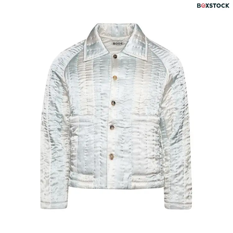 Bode Banker Stripe Jacket 'White/Blue' Black Fall/Winter 2023