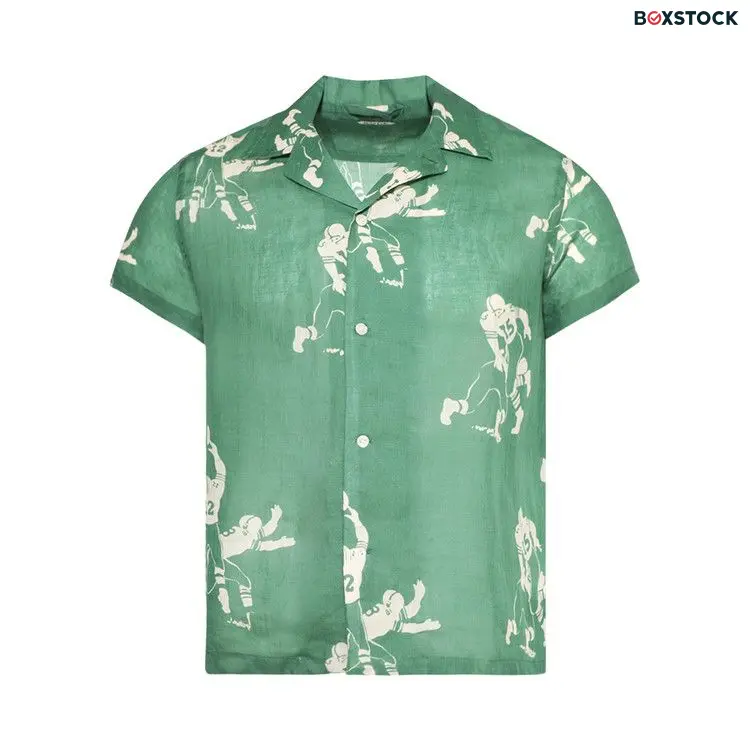 Bode Football Silhouette Short-Sleeve Shirt 'Green/Cream' Fall/Winter 2024