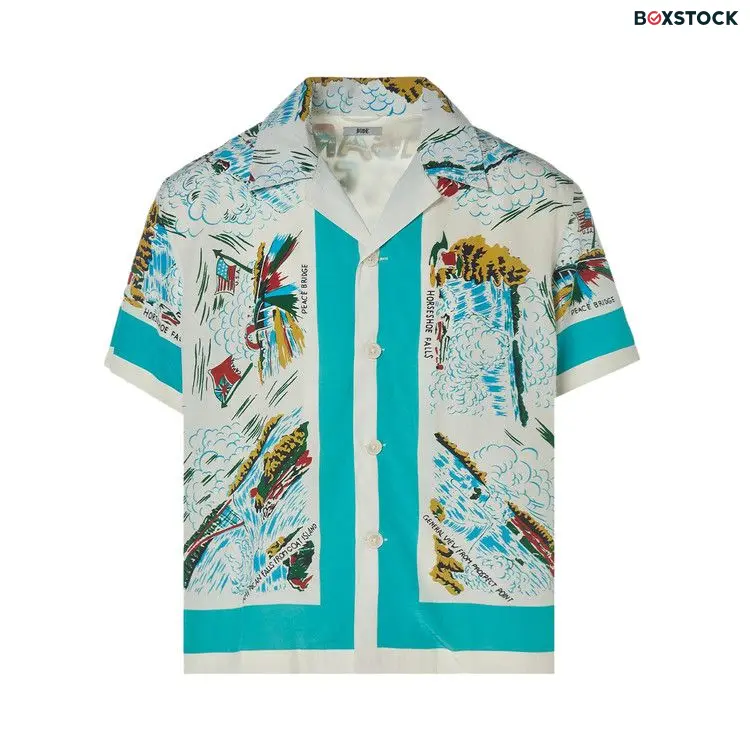 Bode Niagara Souvenir Short-Sleeve Shirt 'White/Multicolor' Spring/Summer 2023