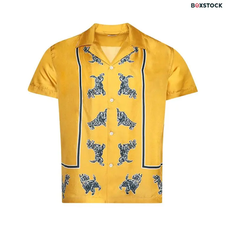 Bode Running Scottie Short-Sleeve Shirt 'Yellow/Black' Fall/Winter 2023