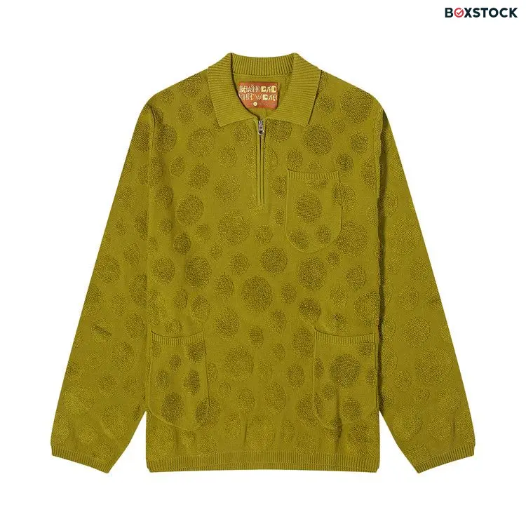 Brain Dead Dot Half Zip Sweater 'Moss' Green Spring/Summer 2024