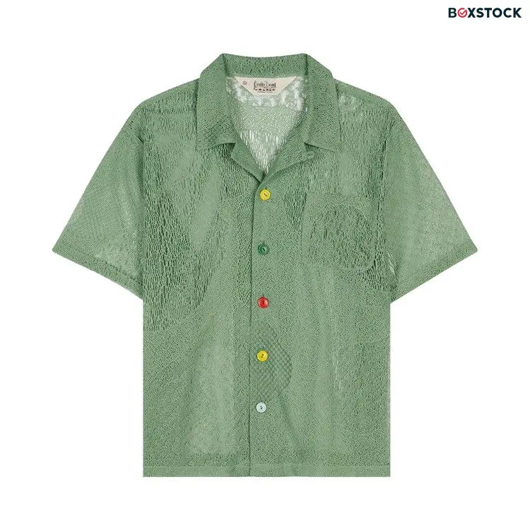 Brain Dead Engineered Mesh Short-Sleeve Button Up 'Green' Spring/Summer 2024