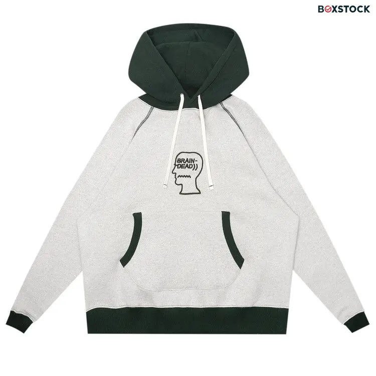 Brain Dead Fleece Logo Head Raglan Hoodie 'Oatmeal Green' Spring/Summer 2024