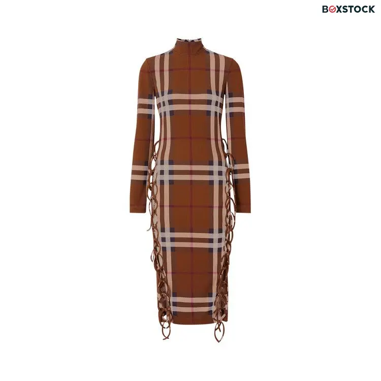 Burberry Check Stretch Side-Tie Dress 'Dark Birch Brown' Fall/Winter 2022