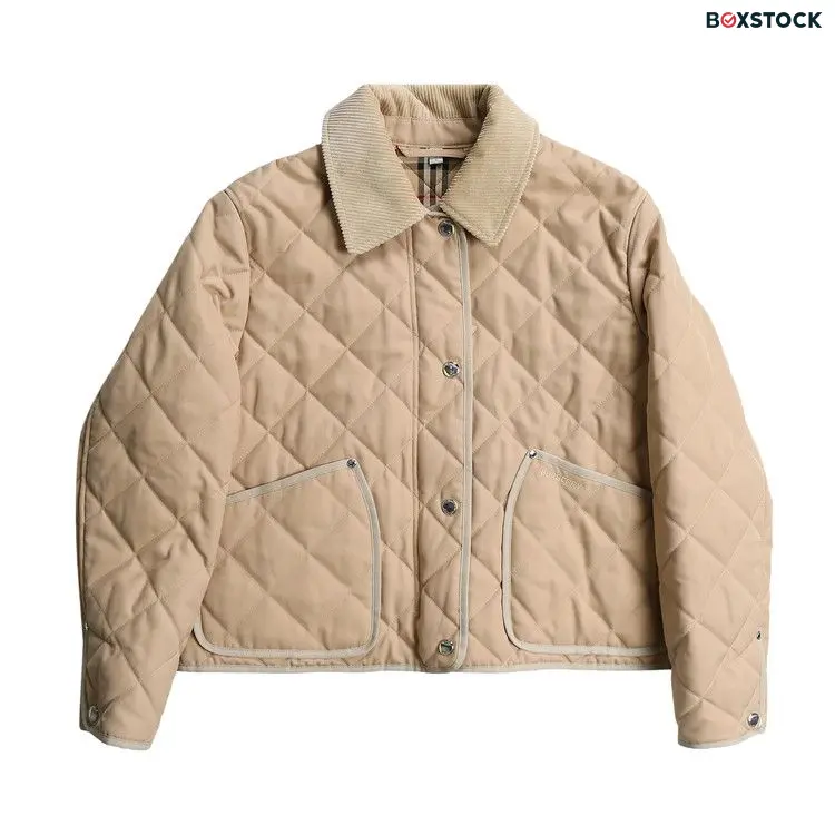 Burberry Check Wool Blend Quilted Jacket 'Soft Fawn' Yellow Fall/Winter 2024