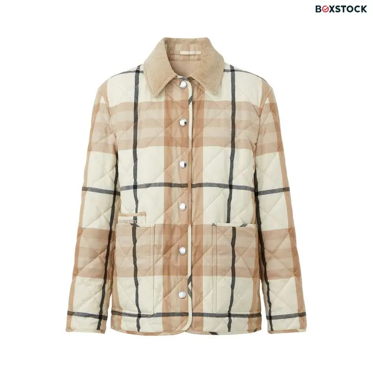 Burberry Corduroy Collar Diamond Quilted Barn Jacket 'Frosted White' Fall/Winter 2022