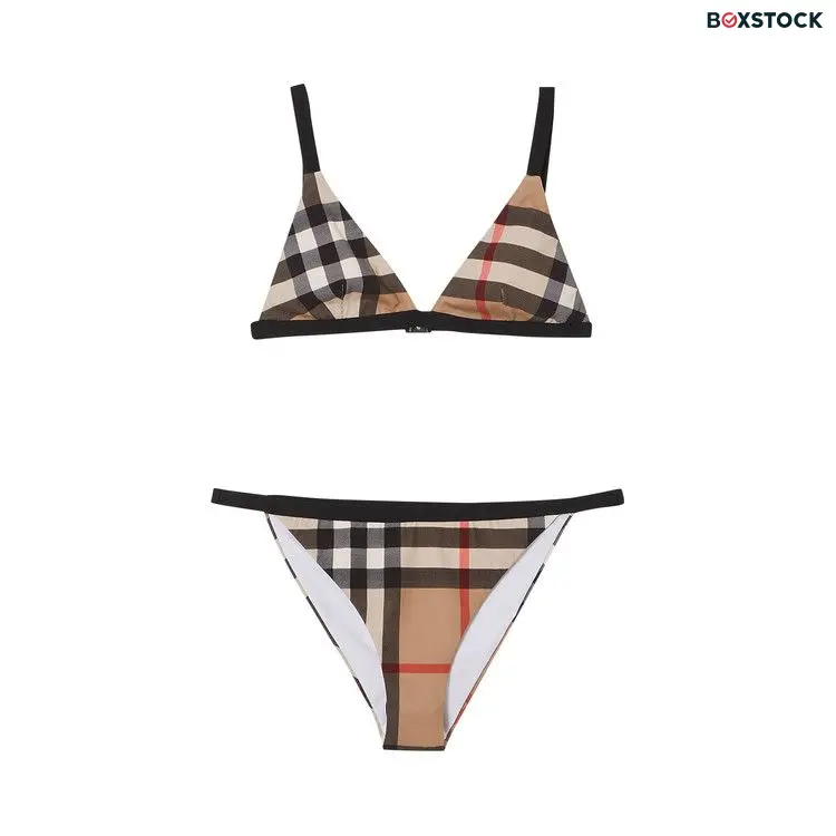 Burberry Vintage Check Triangle Bikini 'Archive Beige' Cream