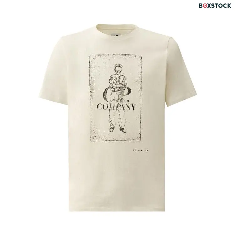 C.P. Company 24/1 Jersey Artisanal Card T-Shirt 'Gauze White' Cream Spring/Summer 2024