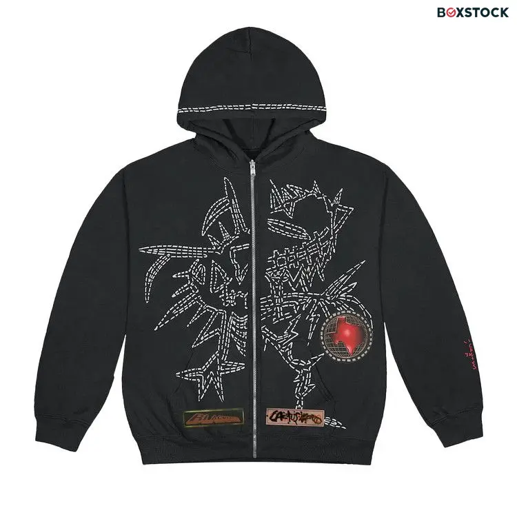 Cactus Jack by Travis Scott Blackout Zip Up Hoodie 'Black'
