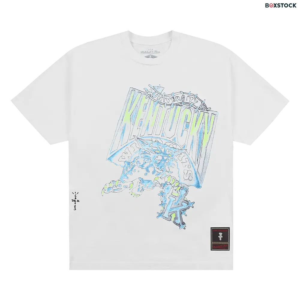 cactus jack by travis scott Cactus Jack by Travis Scott x Mitchell & Ness University Of Kentucky Handdrawn Tee 'White' Spring/Summer 2024