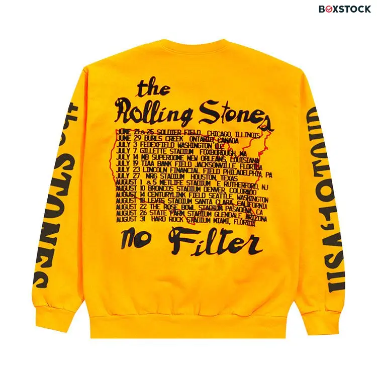 Cactus Plant Flea Market Rolling Stones No Filter Tour Sweatshirt 'Gold' Yellow Fall/Winter 2019