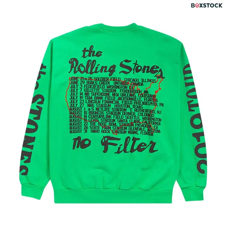 Cactus Plant Flea Market Rolling Stones No Filter Tour Sweatshirt 'Green' Fall/Winter 2019