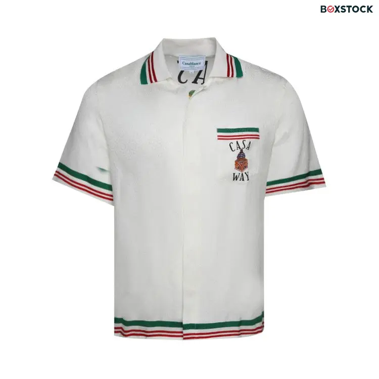 Casablanca Knitted Collar Short-Sleeve Shirt 'Casa Way' Multi-Color