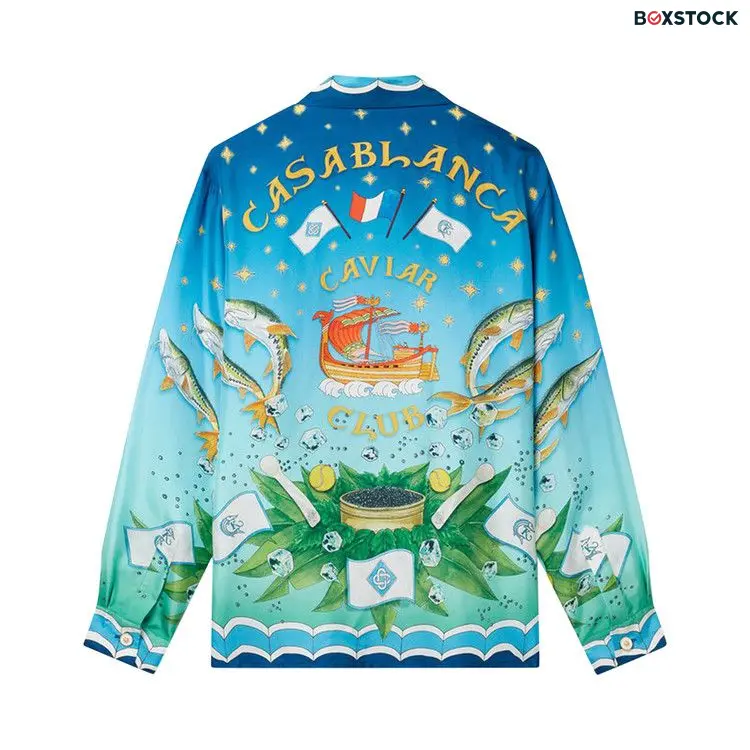 Casablanca x Caviar Kaspia Caviar Club Cuban Collar Silk Shirt 'Multicolor' Multi-Color Spring/Summer 2023