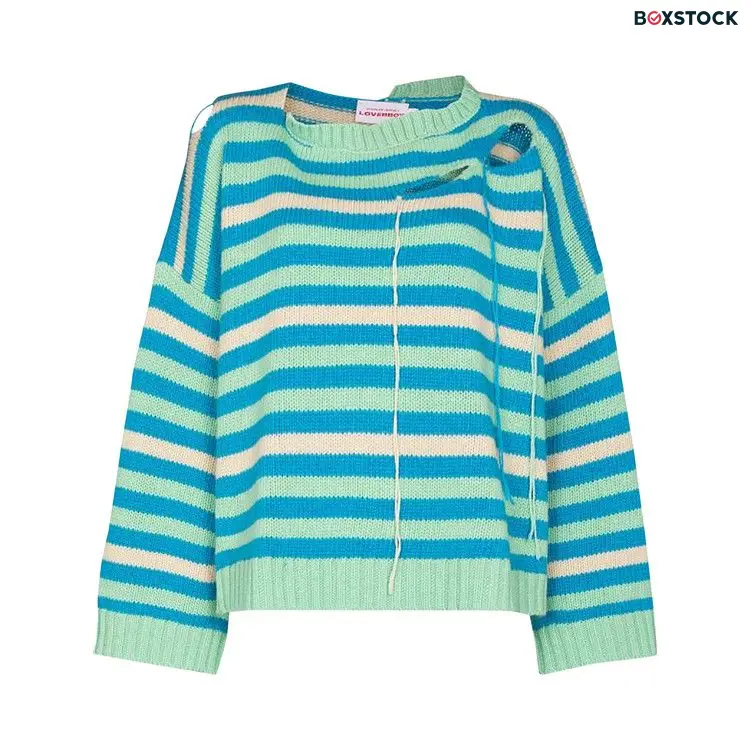 Charles Jeffrey Loverboy Envelope Neck Long-Sleeve Top 'Blue/Ecru Stripe' Multi-Color Fall/Winter 2023