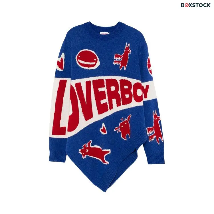 Charles Jeffrey Loverboy Topsy Turvy Loverboy Logo Jumper 'Blue/Red' Fall/Winter 2024