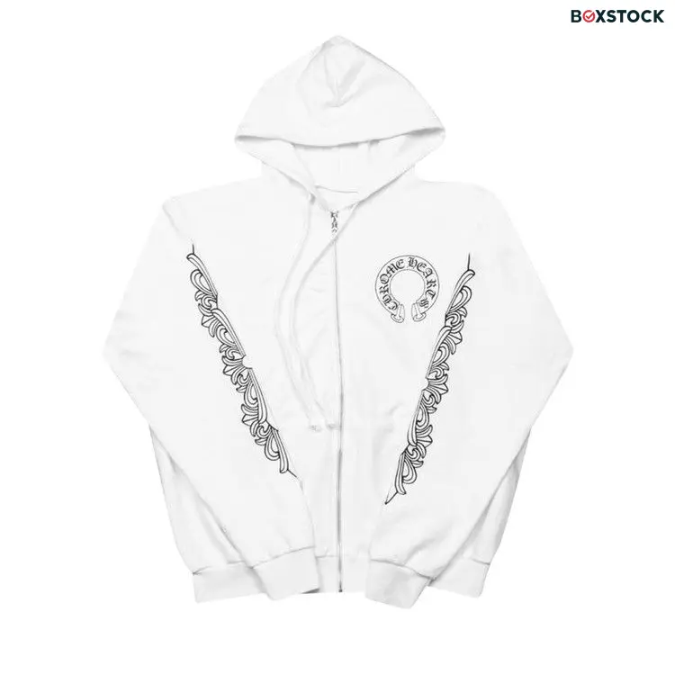 Chrome Hearts Floral Cross Zip Hoodie 'White'