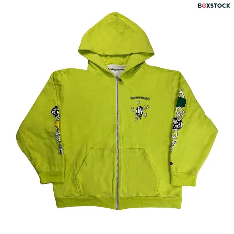 Chrome Hearts Matty Boy Link Zip Up Hoodie 'Lime Green' Spring/Summer 2024