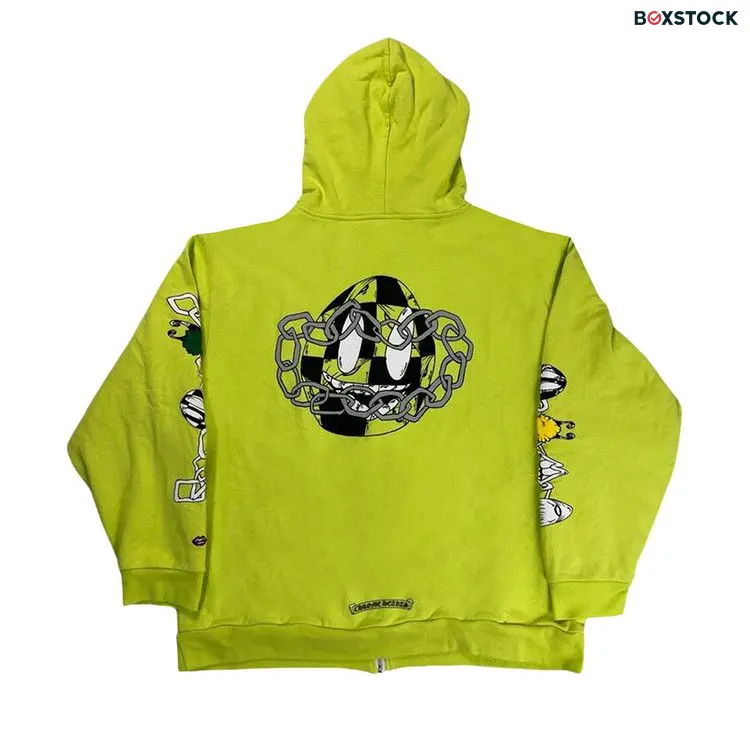 Chrome Hearts Matty Boy Link Zip Up Hoodie 'Lime Green' Spring/Summer 2024