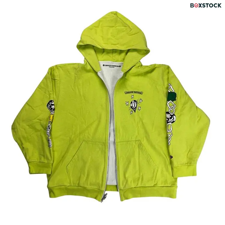 Chrome Hearts Matty Boy Link Zip Up Hoodie 'Lime Green' Spring/Summer 2024