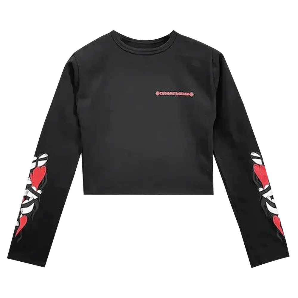 Chrome Hearts Matty Boy Sick Heart Long-Sleeve Crop Top 'Black'