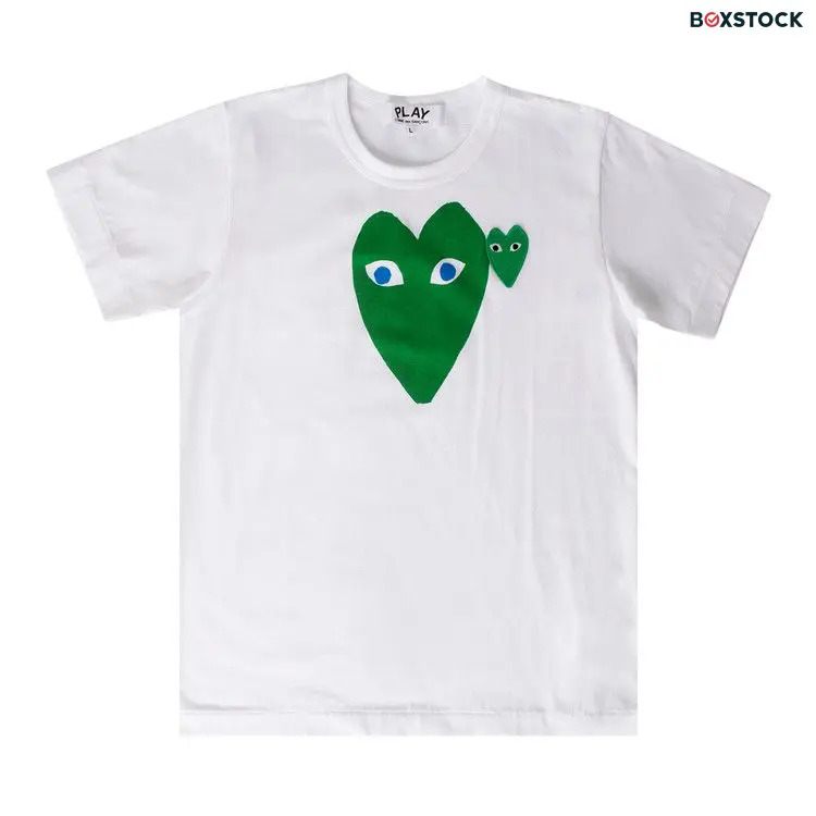 Comme des Garçons PLAY Heart Logo Short-Sleeve T-Shirt 'White/Green' Fall/Winter 2019