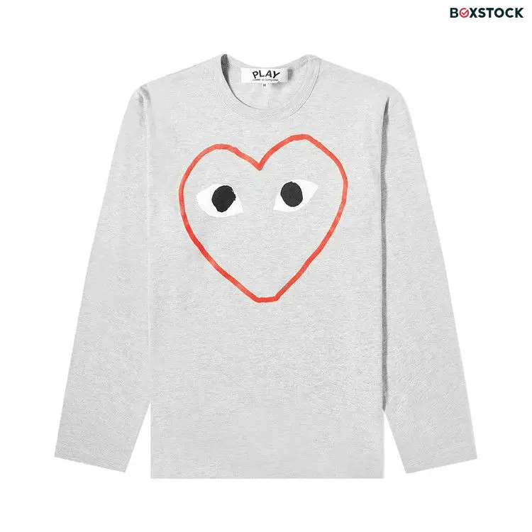 Comme des Garçons PLAY Comme des Garçons Long-Sleeve Play T-Shirt With Outlined Red Heart 'Grey' Spring/Summer 2020