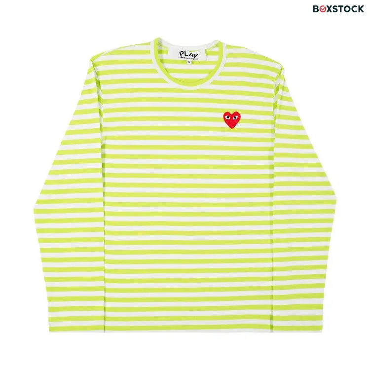 Comme des Garçons PLAY Comme des Garçons Long-Sleeve Striped Tee With Small Heart 'Green' Spring/Summer 2020