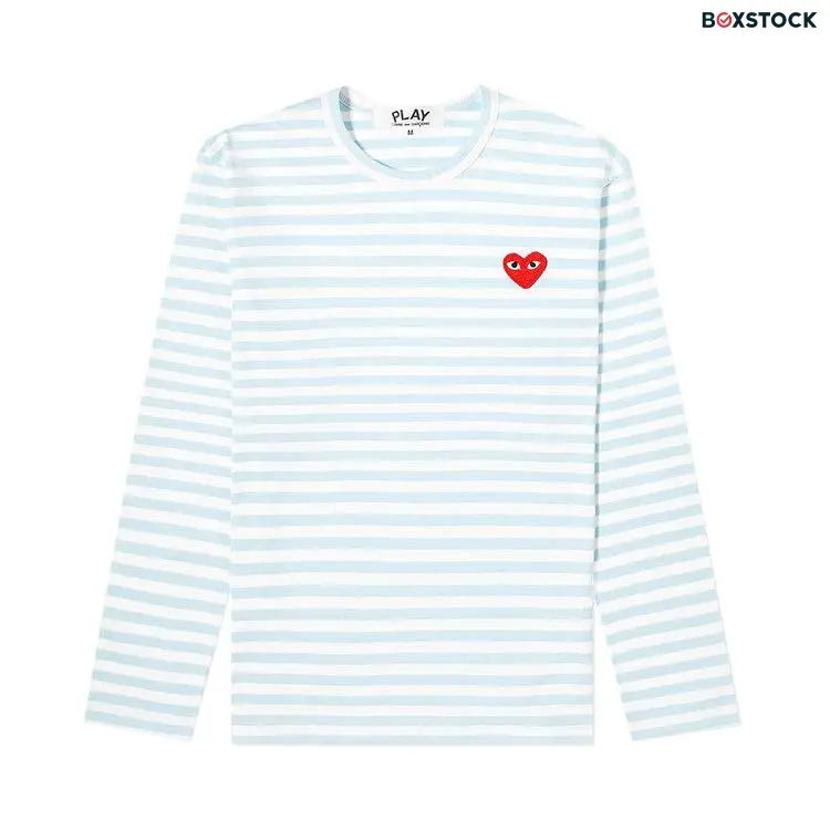 Comme des Garçons PLAY Comme des Garçons Long-Sleeve Striped Tee With Small Heart 'Blue' Spring/Summer 2020