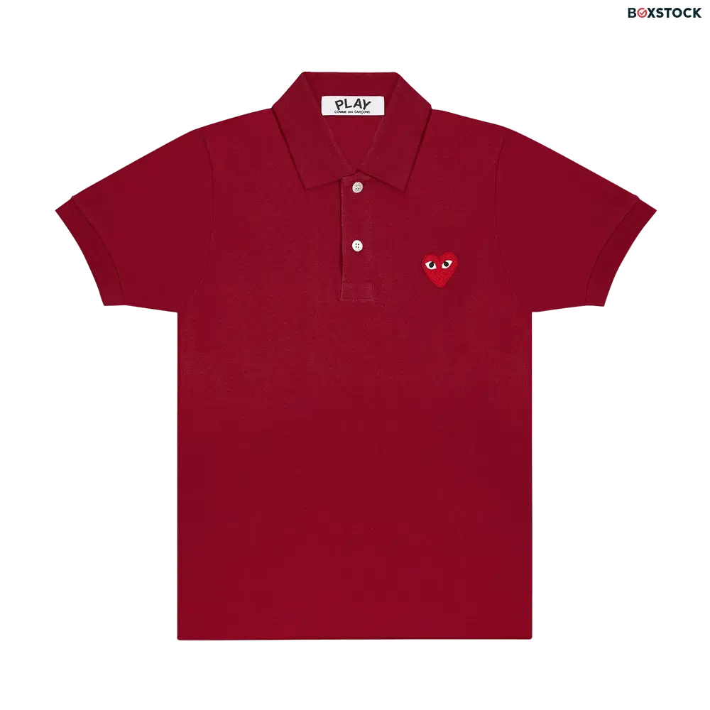 Comme des Garçons PLAY Big Heart Polo 'Burgundy' Red Resort 2019