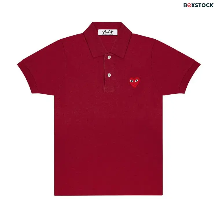 Comme des Garçons PLAY Big Heart Polo 'Burgundy' Red Resort 2019