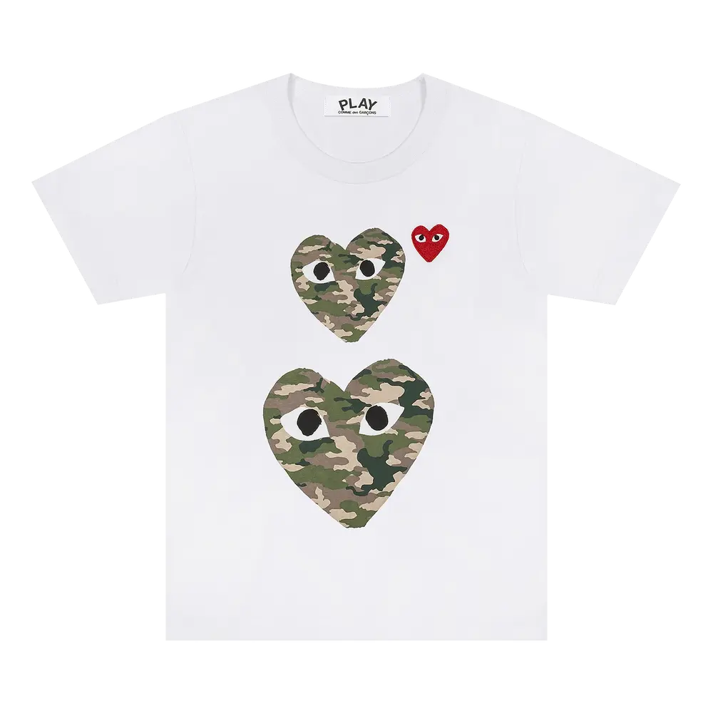 Comme des Garçons PLAY Camouflage Double Heart T-Shirt 'White' Spring/Summer 2020