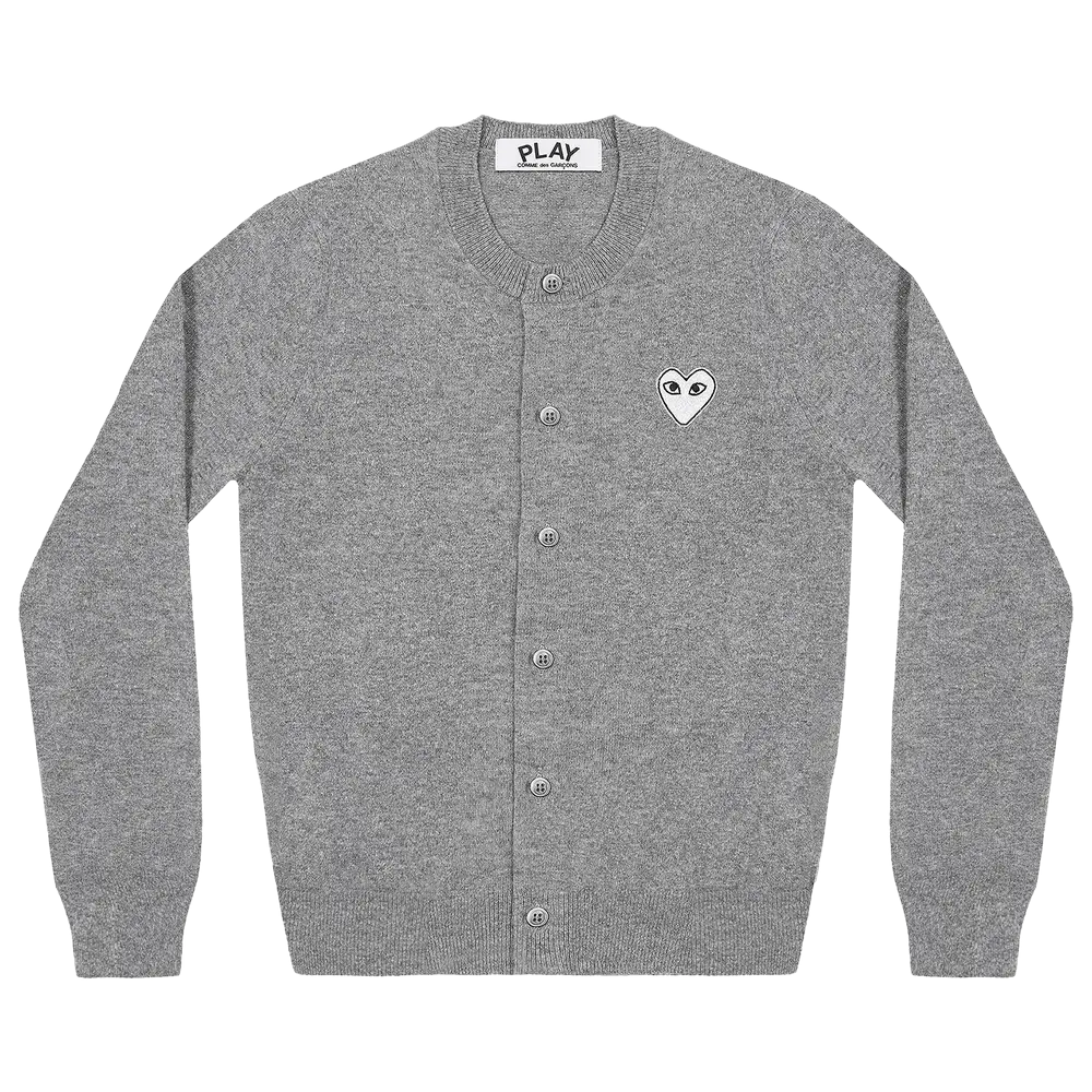 Comme des Garçons PLAY Heart Cardigan 'Light Grey' Fall/Winter 2021