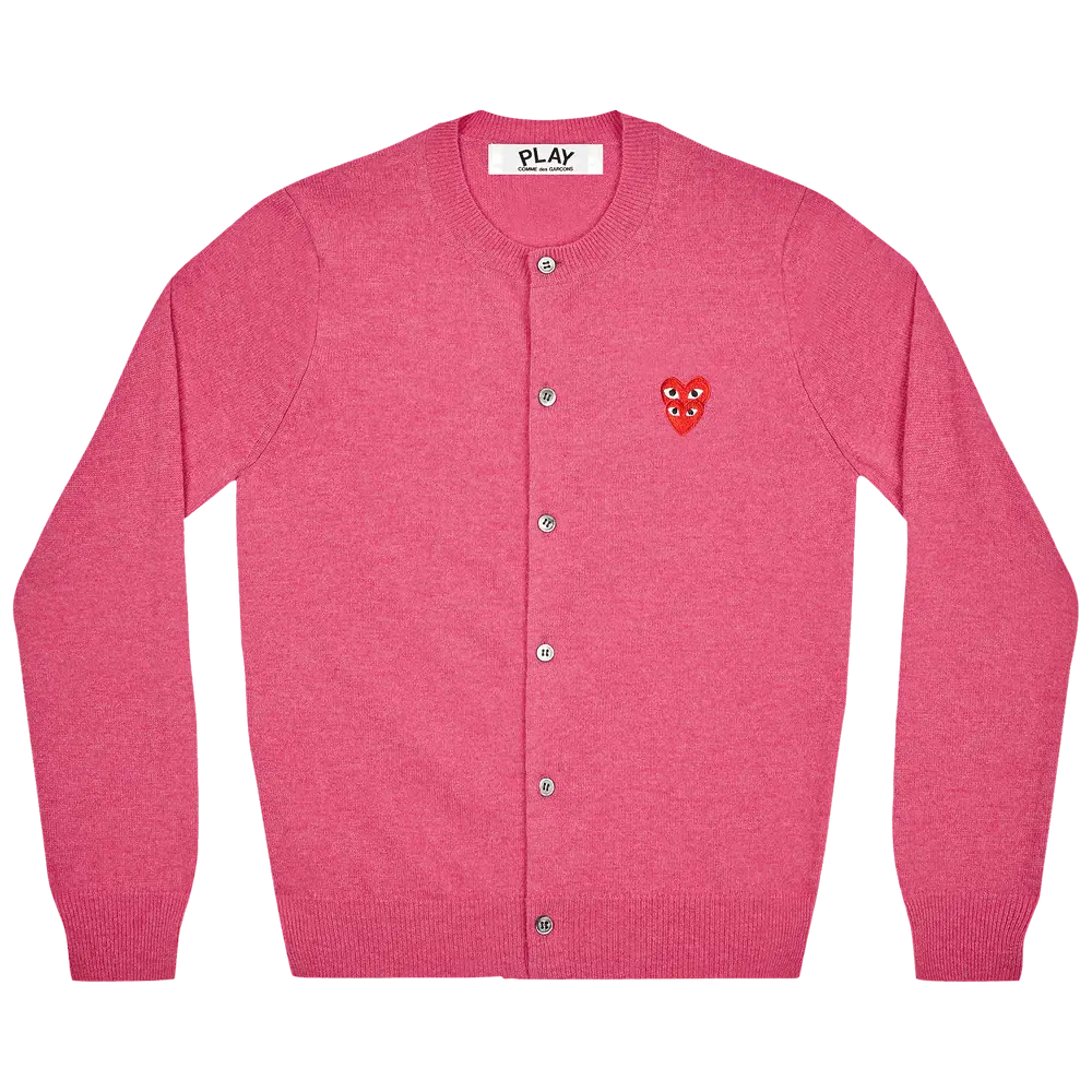 Comme des Garçons PLAY Wool Layered Double Heart Cardigan 'Pink' Spring/Summer 2020