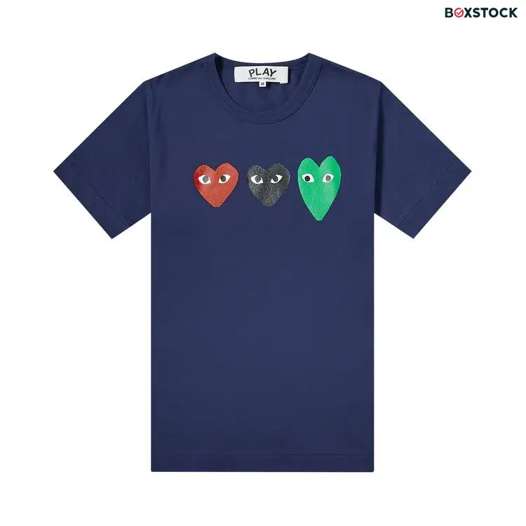 Comme des Garçons PLAY Comme des Garçons Short-Sleeve Play T-Shirt With Three Hearts 'Navy' Blue Spring/Summer 2020