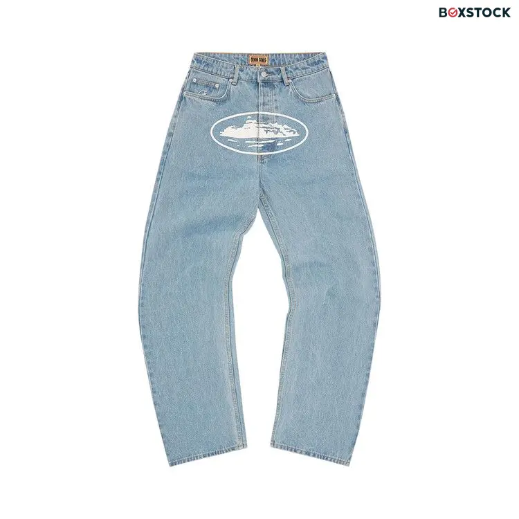Corteiz Alcatraz Baggy Jeans 'Stonewash' Blue Spring/Summer 2024