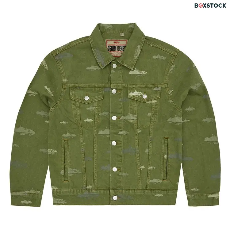 Corteiz Alcatraz Pattern Denim Jacket 'Khaki' Green Fall/Winter 2023