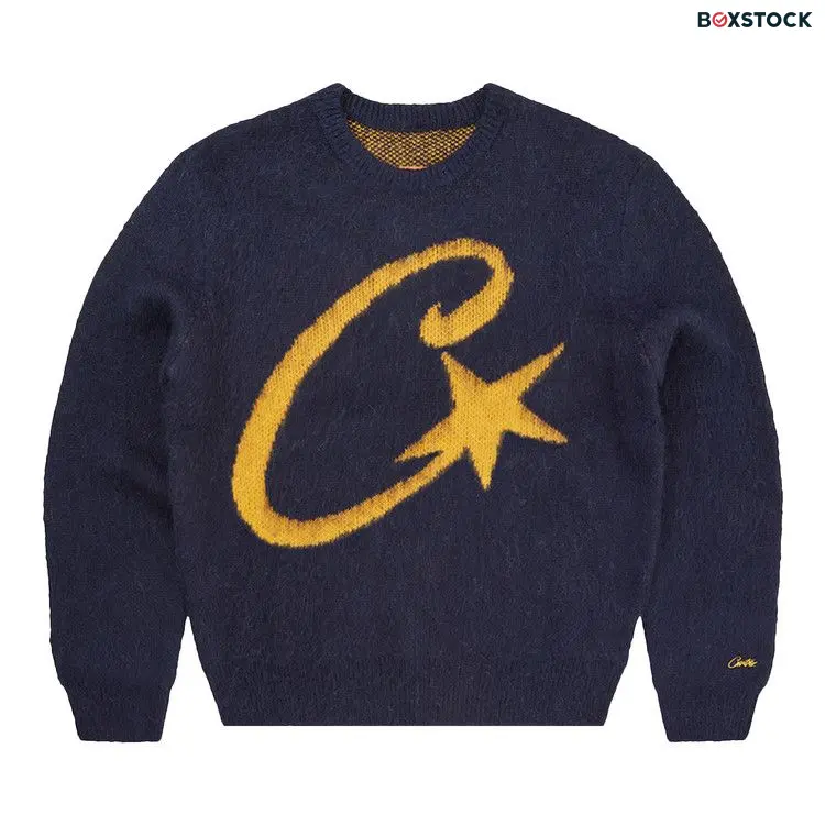 Corteiz C Star Mohair Knit Sweater 'Navy' Blue Fall/Winter 2023