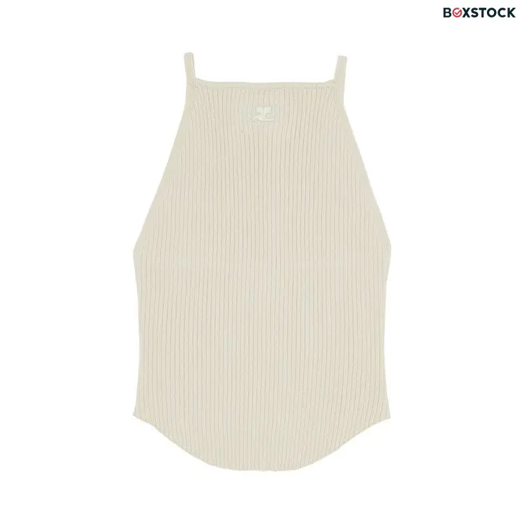 Courrèges Holistic Rib Knit Tank Top 'Oat Meal' Cream Fall/Winter 2023