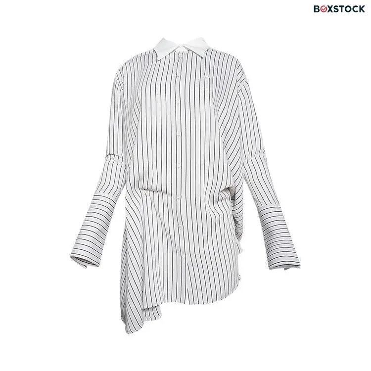 Courrèges Twist Striped Shirting Bodysuit 'Mist' White Spring/Summer 2024