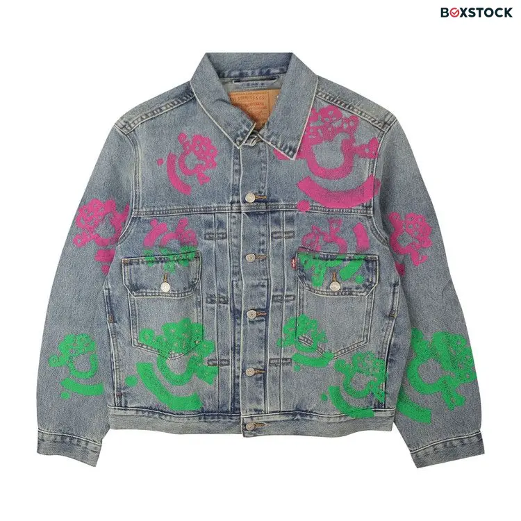 Denim Tears Bstroy Tears Type-2 Light Wash Denim Trucker Jacket 'Light Wash Pink/Green' Multi-Color Spring/Summer 2023