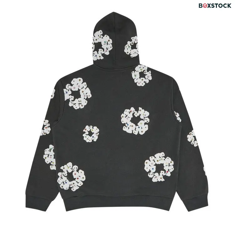 Denim Tears Rhinestone Wreath Zip Hoodie 'Vintage Black' Spring/Summer 2024