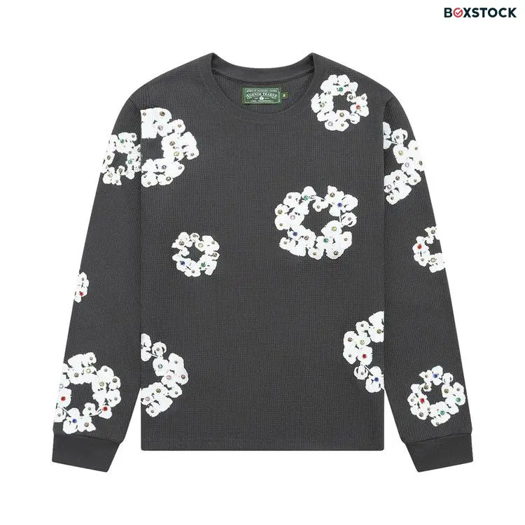 Denim Tears Rhinestone Wreath Thermal 'Vintage Black' Spring/Summer 2024